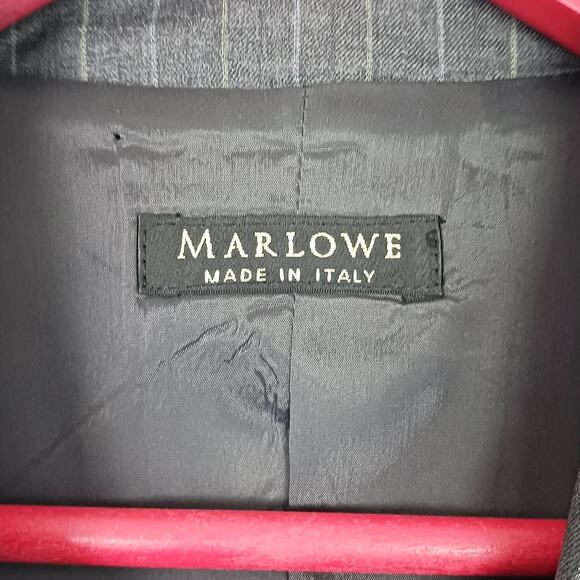 Marlowe SZ 8 Women's Made In Italy Wool Gray Pinstripe Blazer - Picture 4 of 8